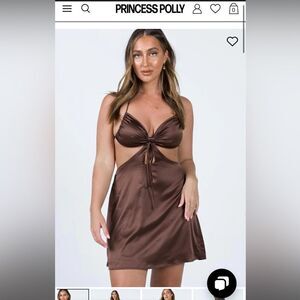 COPY - Princess polly Lexie cut out satin mini dress brown